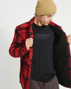 Woodsman Plaid Check Sherpa Jacket -North-Co Store NM030 RED 04