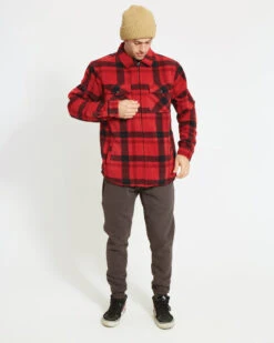 Woodsman Plaid Check Sherpa Jacket -North-Co Store NM030 RED 05